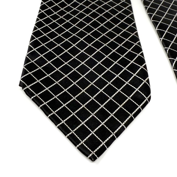 Stefano Ricci Black White Grid Pattern Silk Luxury Tie 3.75" x 61" Made in Italy - Picture 2 of 6